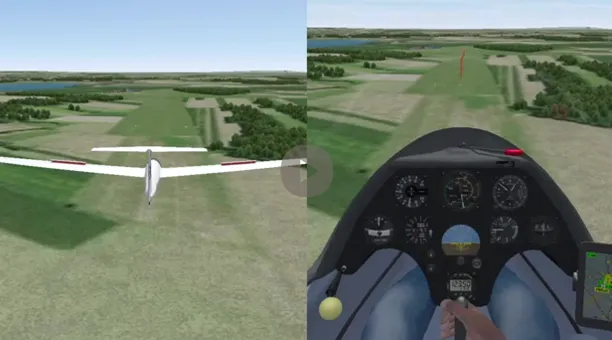 A Glider Landing Using Split Screen